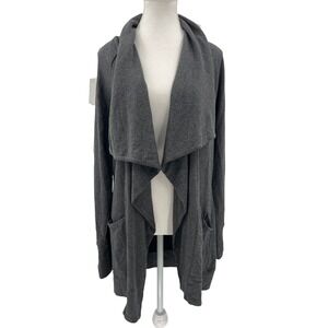 Athleta Womens Gray Drape‎ Front Cardigan Sweater Pockets Long Sleeve medium m